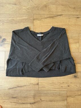 Altar'd State Charcoal Ribbed V-Neck Sweater